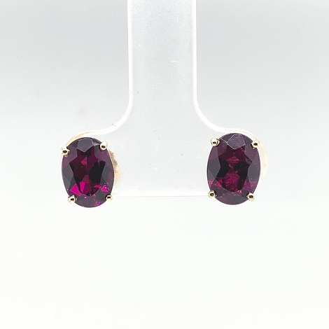 14K 3.43ct tw Oval Rhodolite Garnet Earrings j6107